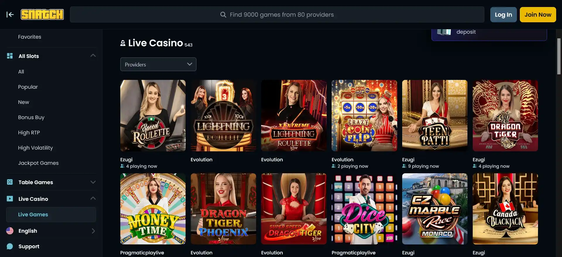 screenshot Snatch Casino